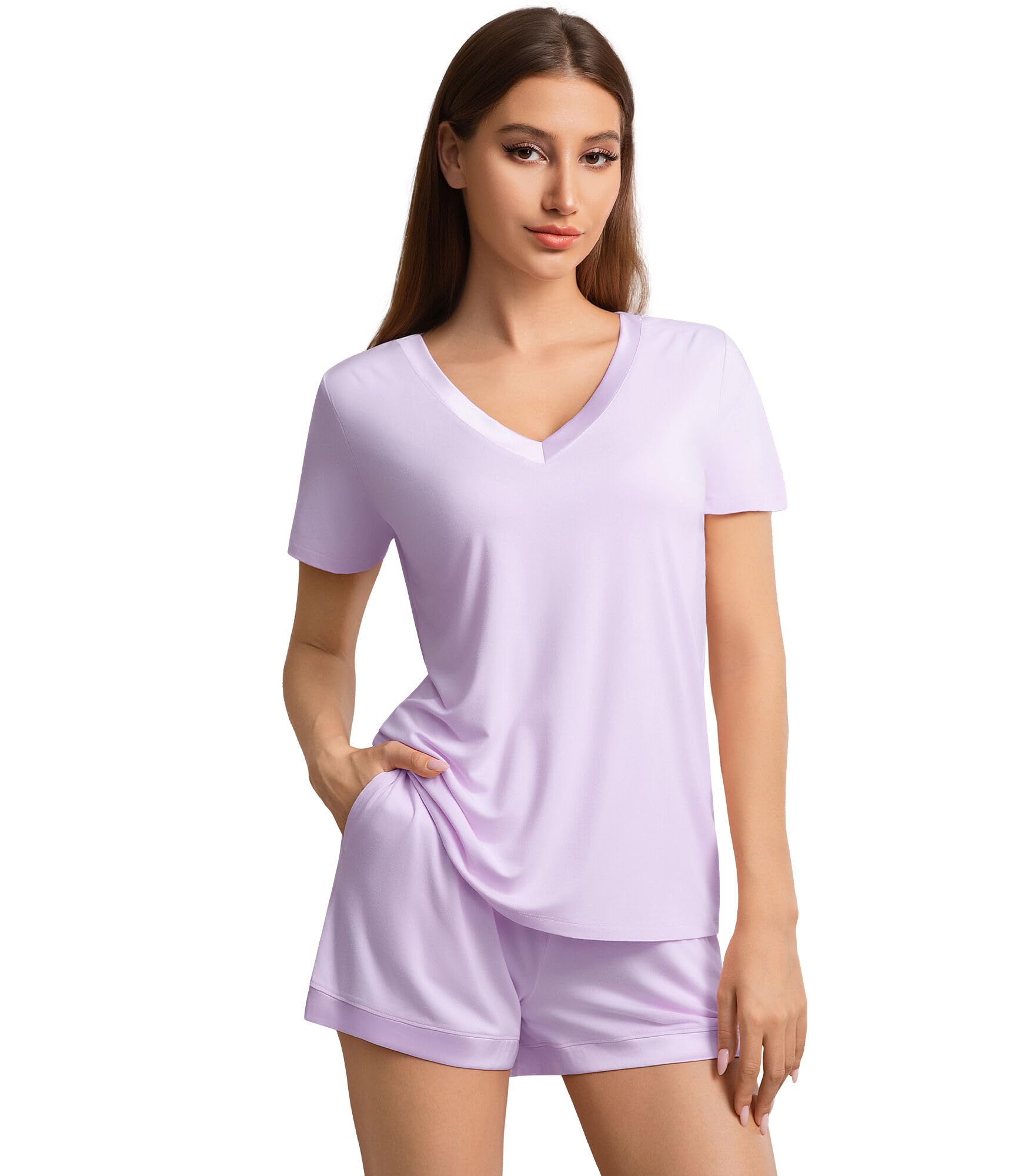 WiWi Bamboo Viscose Womens Pajamas Cooling Sleepwear for Hot Flashes S-4X