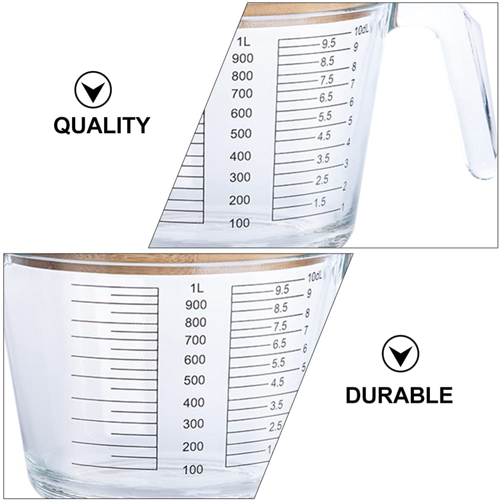 Taza Vidrio de Medidora 1 Graduada Transparente Pieza | Escala Visible Resistente al Calor , Reutilizable y Fácil de Limpiar , para Líquidos y Zumos