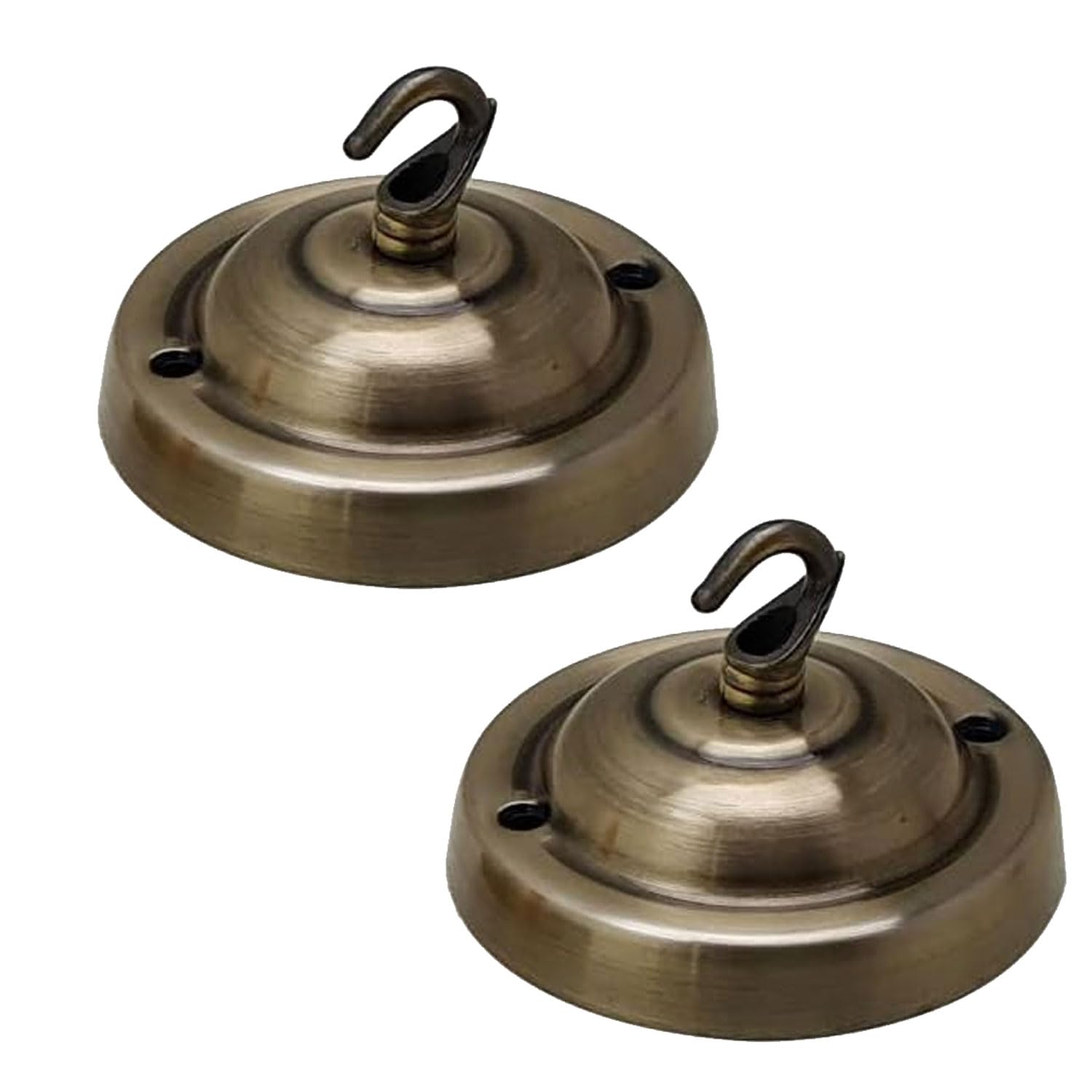 Ledsone Green Brass - 2 Pack Ceiling Rose Hook Plate Vintage Green Brass Metal 10.5 Cm 2 Pack Antique Single Out Side Fitting With Accessories For Chandliers Pendant Lights Wall Lamps Hanging Lights Planters Decorations