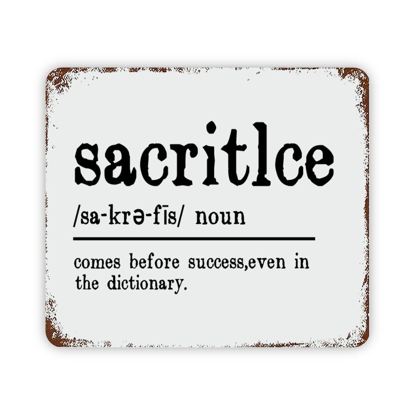 ENEDNATE Vintage Man Cave Aluminum Tin Metal Sign with Saying 12x16 Inch Sacritlee Definition Dictionary Word Meaning Retro Street Metal Signs for Indoor Outdoor Garden Patio Yard Cafe Pub Home Decor