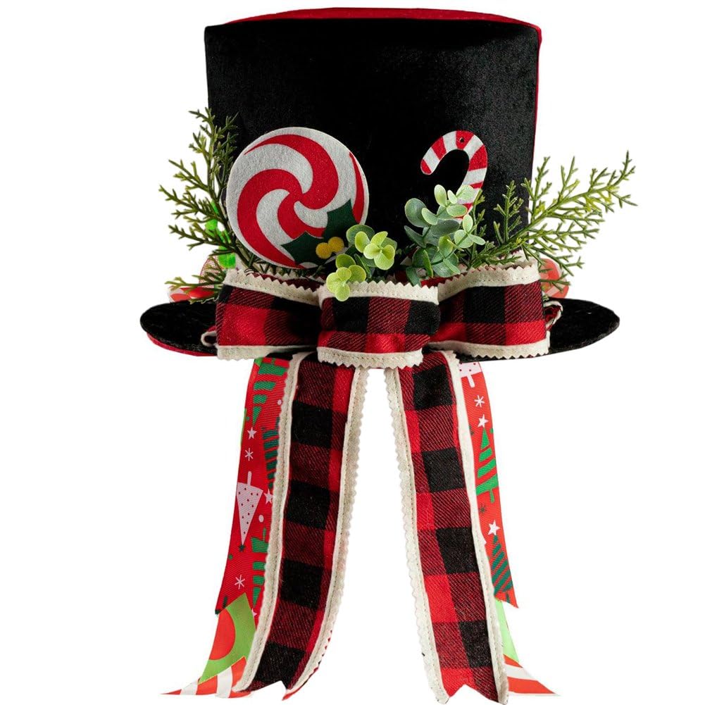 Adorno navideño de escritorio Brxmpn, gorro de Papá Noel y lazo para fiestas de invierno