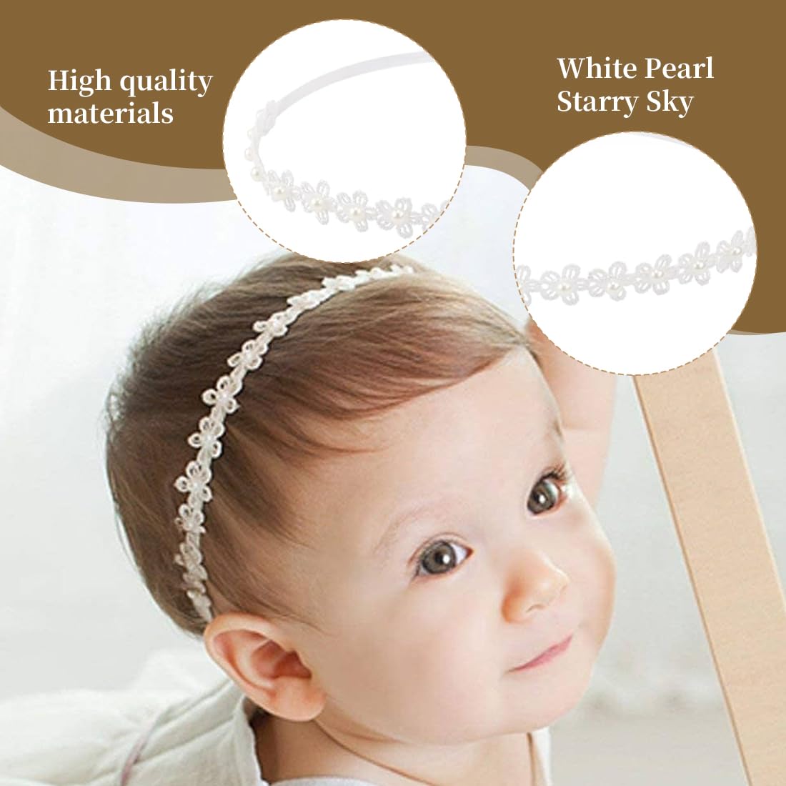 Fasce da bambina,Un cerchietto con nastro grosgrain per bambine, cerchietto elastico bianco, cerchietto con nastro grosgrain per bambine, cerchietto per neonati.
