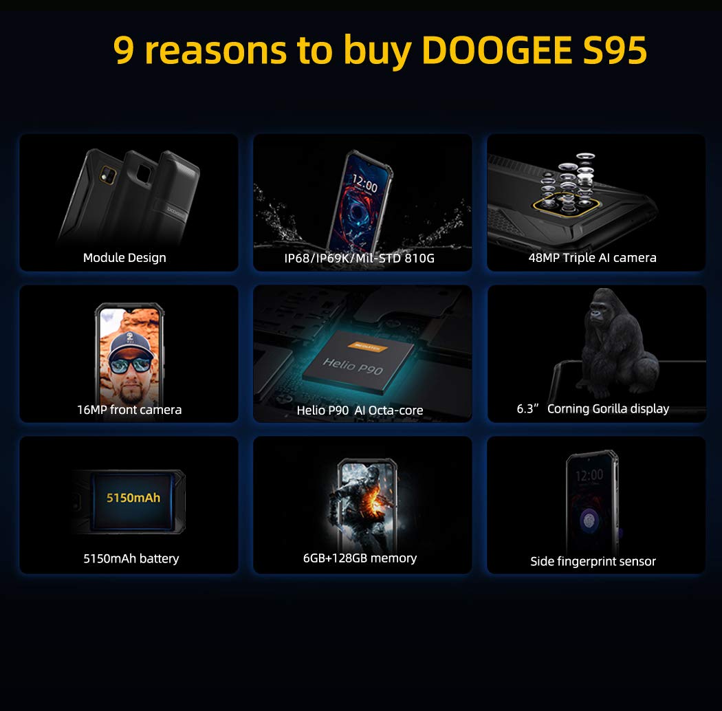 DOOGEE S95 (2020) Rugged Smartphone Helio P90 6GB 128GB - Dettaglio
