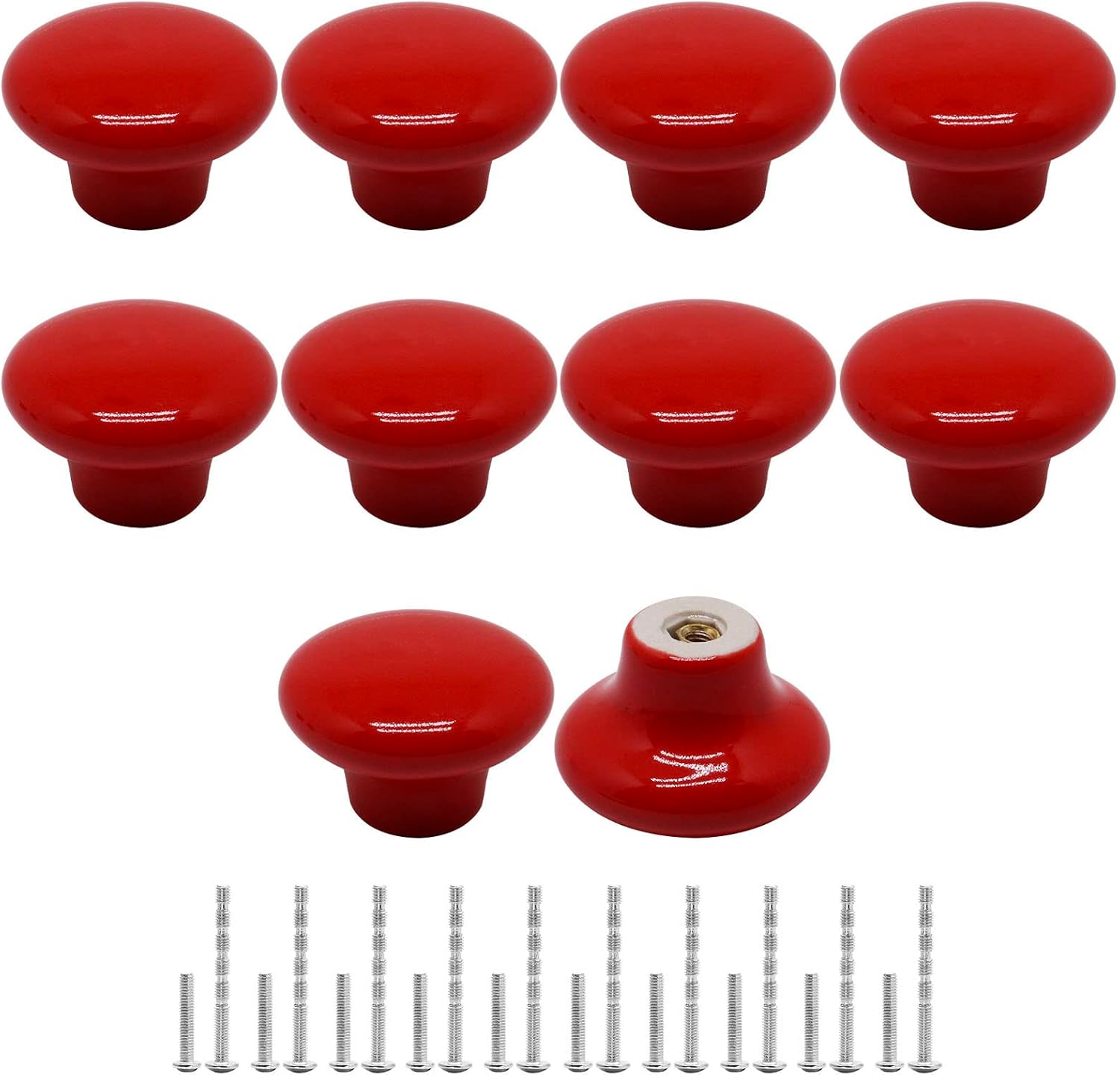 Amazon.com: SWZHAI 10 Pcs Red Ceramic Cabinet Knobs, Round Shaped ...