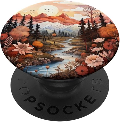 Boho Chic Floral Corona Bosque Naturaleza Montaña PopSockets Estándar PopGrip