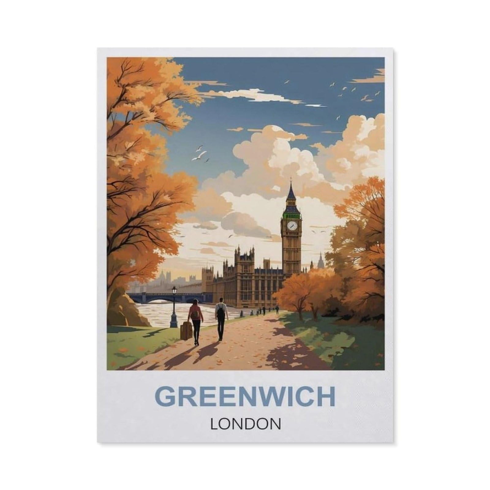 Vintage Art Metal Signs Funny Sign，Greenwich London(30x40cm）