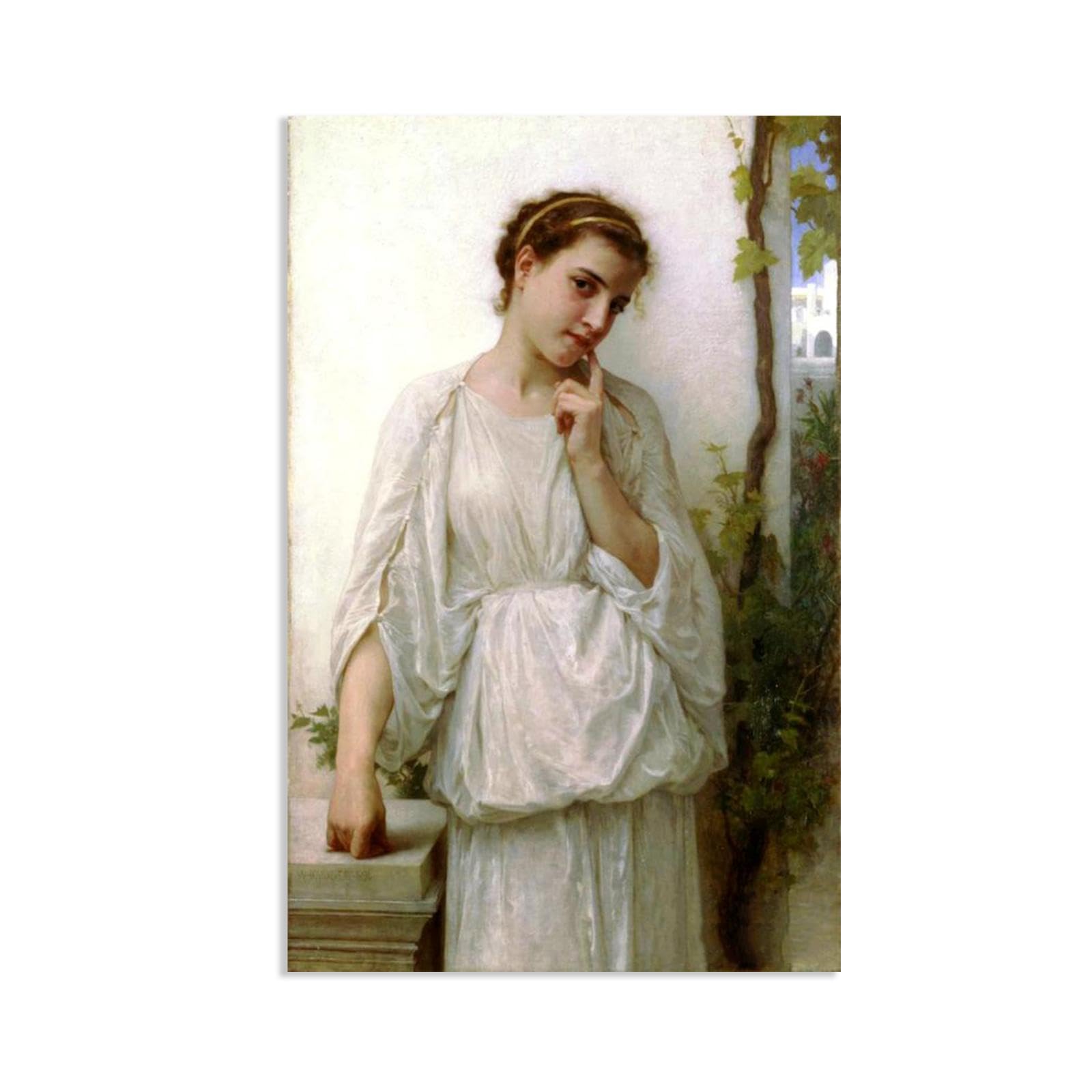 RXNHGJDS William-Adolphe Bouguereau Wall Art Reverie Classical Art Prints Picture Famous Artwork Wall Decor for Living Room Bedroom Bathroom Home Decor 90x60cm frameless