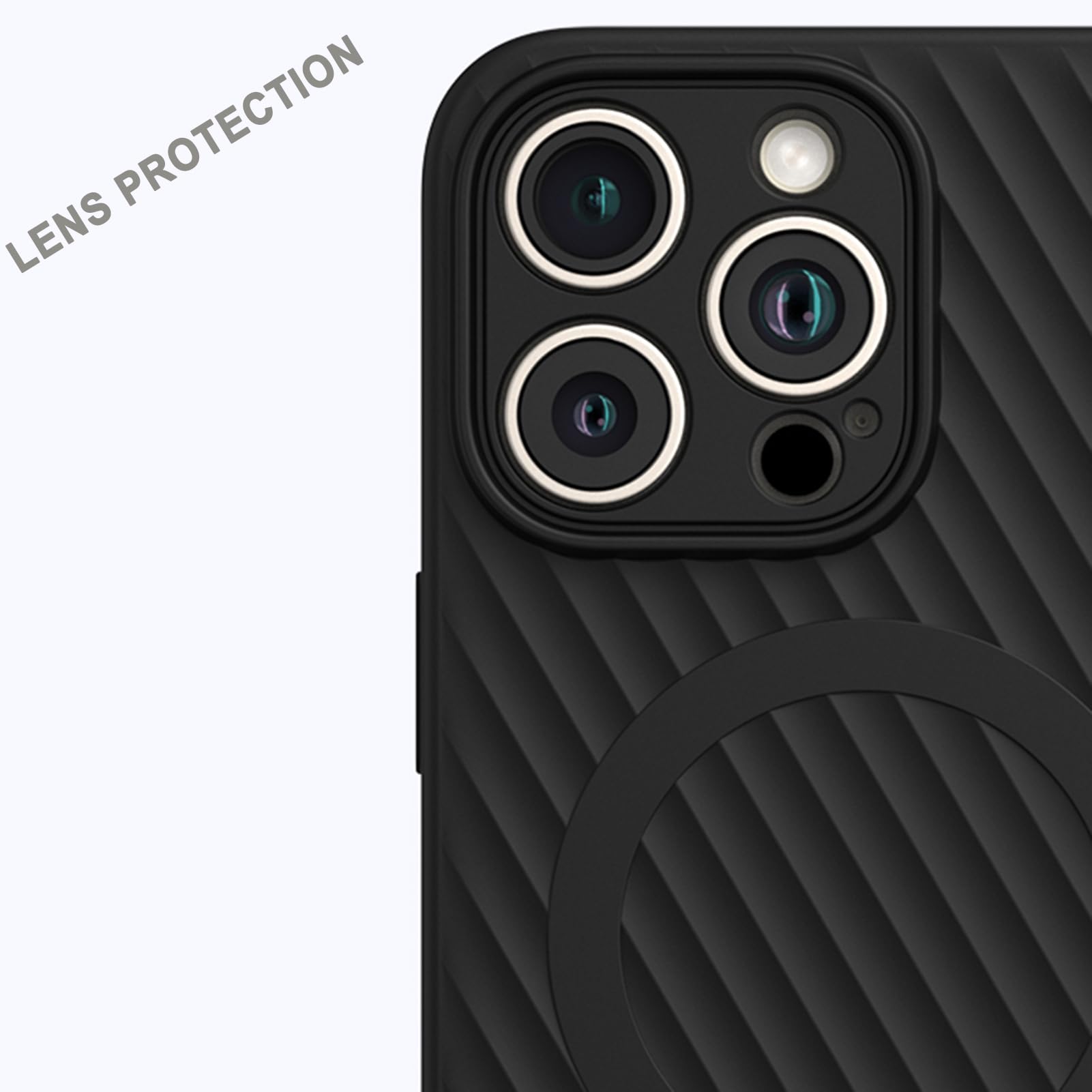 Custodia Sottile per iPhone 15 PRO Max/15 PRO, Cover Protezione Completa Fotocamera, Magnetica Silicone Antiscivolo Morbida Caso,Nero,15Pro