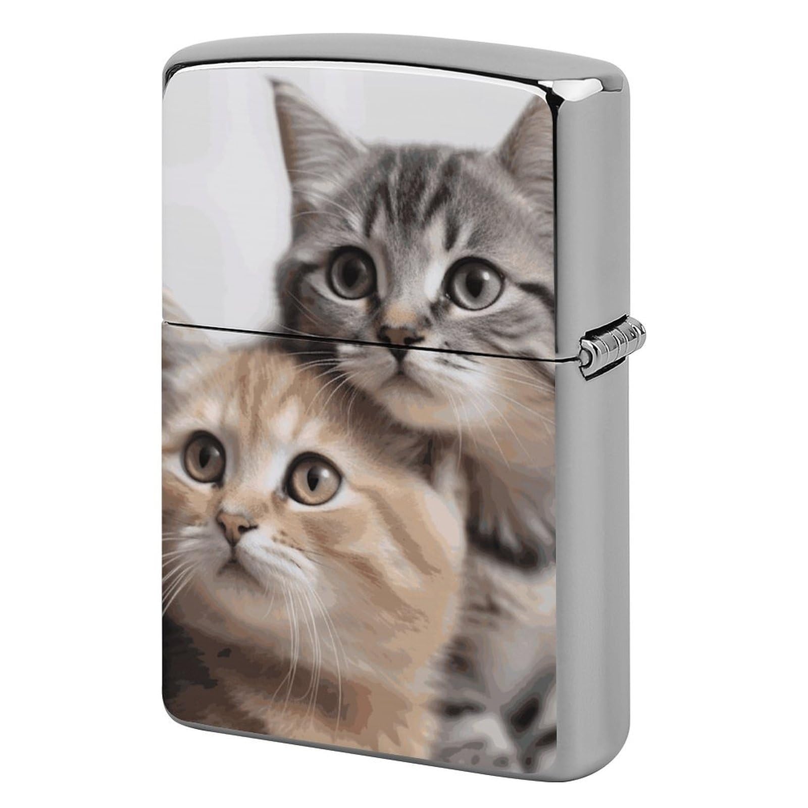 Cats Lighter Case Cover Vintage Metal Lighter Sleeve Reusable Lighter Protective Cover Decorative Lighter Holder Birthday Gifts for Men Women