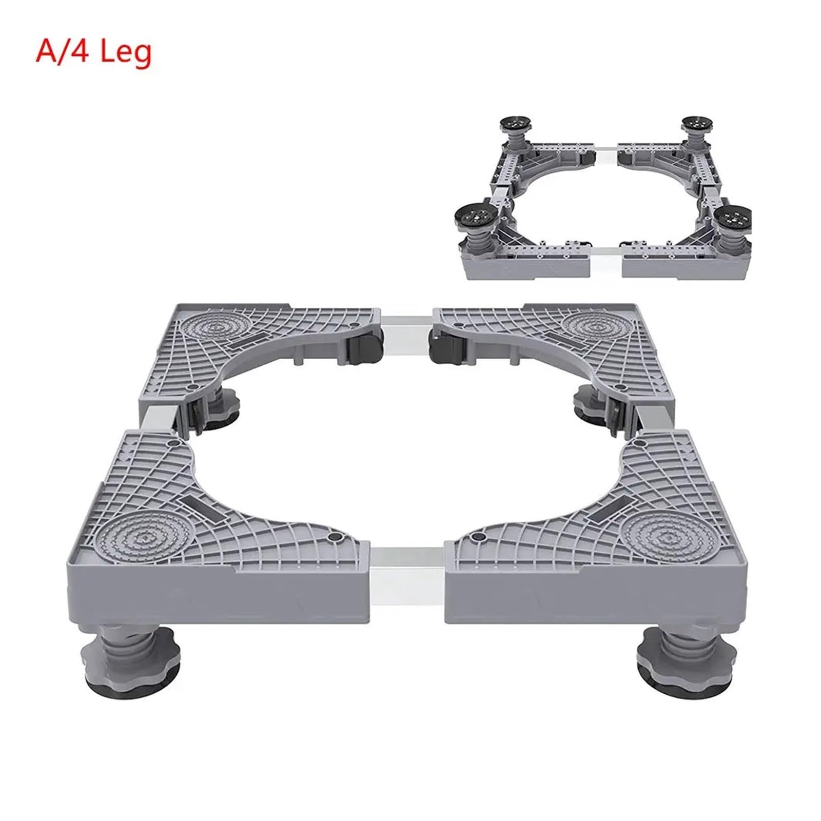 Soporte ajustable para lavadora y nevera, ruedas universales móviles para lavadora, secadora y nevera, base elevada, gris, diseño de 4 ruedas dobles.
