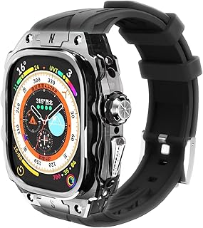Case for Apple Watch with Bumper Case for Apple Watch Ultra 49mm Rugged Men's Luxury Transparent Protective Men's Rugged Case Bumper Apple Watch Sport Band iWatch Series Ultra 49mm Shockproof