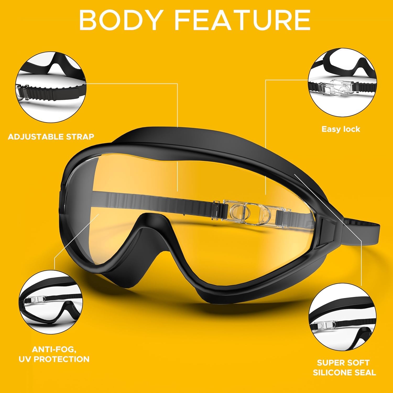 PULSEIT Dive Anti-Fog Swim Goggles & Swimming Goggles | No Leaking, UV Protection, Wide View | Mirrored Lens | Adjustable Strap | Clear Vision | For Men, Women & Kids | Pool & Training 2
