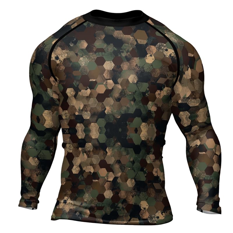 Camo Long Sleeve Compression Training Rash Guard Men's BJJ MMA Grappling - Breathable Fabric2