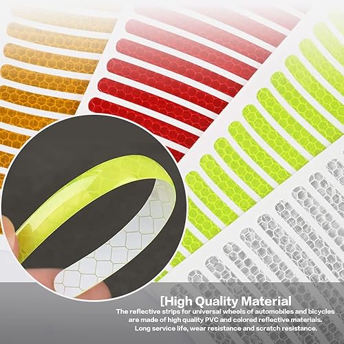 Miniatura 4 de Reswish 20 calcomanías decorativas de rayas para rueda de automóvil calcomanías reflectantes nocturnas de advertencia de seguridad para rueda de