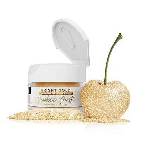 Bakell - Brillantina 100% comestible, Tinker Dust, 5 g, color oro brillante, vegano, certificado Kosher, para pasteles, cupcakes, paletas, bebidas y