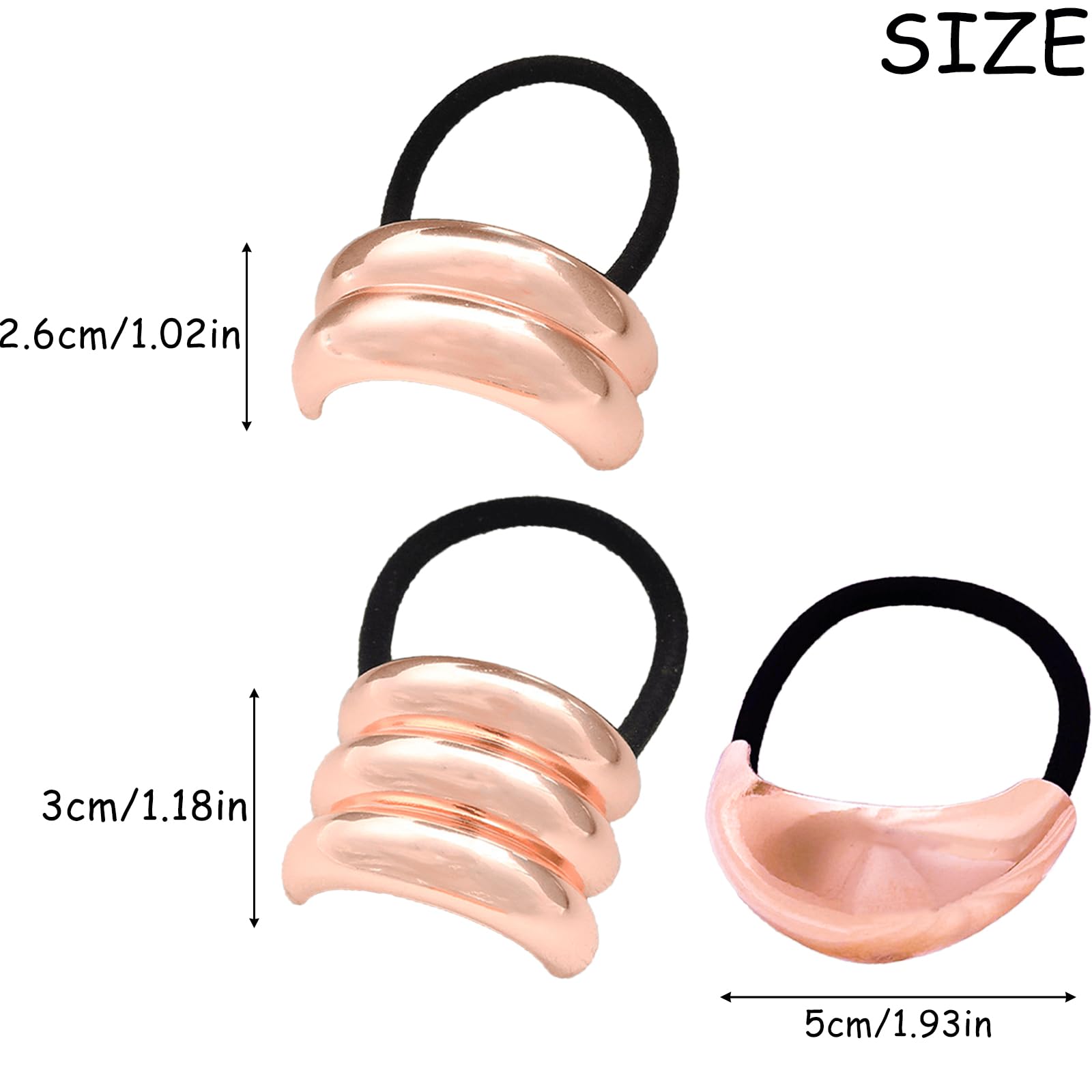 6Pcs Banana Hair Clip for Ponytail Elastic Gold Hair Accessories Metal Hair Tie Ponytail Holder Glossy Rose Gold Hair Cuffs for Women Girls Long Curly Hair - Image 2