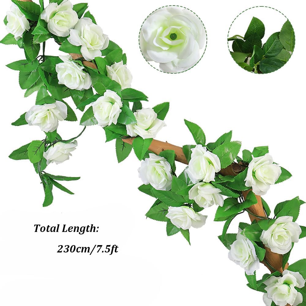 10PCS Fake Rose Garland, 7.5Ft Artificial Vines Flowers Hanging Rose Vine forfor Table Wedding Backdrop Arch Wall Party Mantle Festival Decor