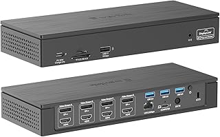 Wavlink 18-in-1 USB-C 5K Quadruple Display Universal Docking Station, (Thunderbolt 3) for MacBook and Windows with 4 DP, 4 HDMI, 2.5G Ethernet, 100W PD, 3 USB3.0, 1 USB3.1, SD/TF, Audio/Mic, 1 USB-C