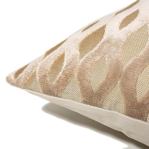 Dains 22X22 Decorative Throw Pillow Cover, Ivory Gold, Velvet Textured Square Cushion Case With Luxury Softness And Modern Style For Living Room Couch, Bedroom Chair, Or Bed (No Insert) #TOP4
