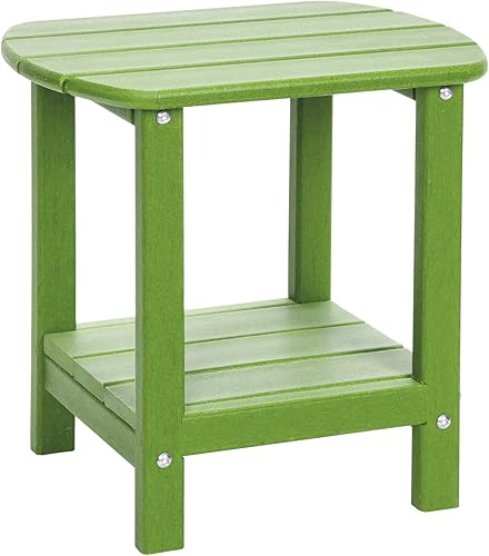 Mesa auxiliar para exteriores de 2 niveles Adirondack de polietileno de alta densidad para patio, mesa auxiliar resistente a la intemperie, mesa