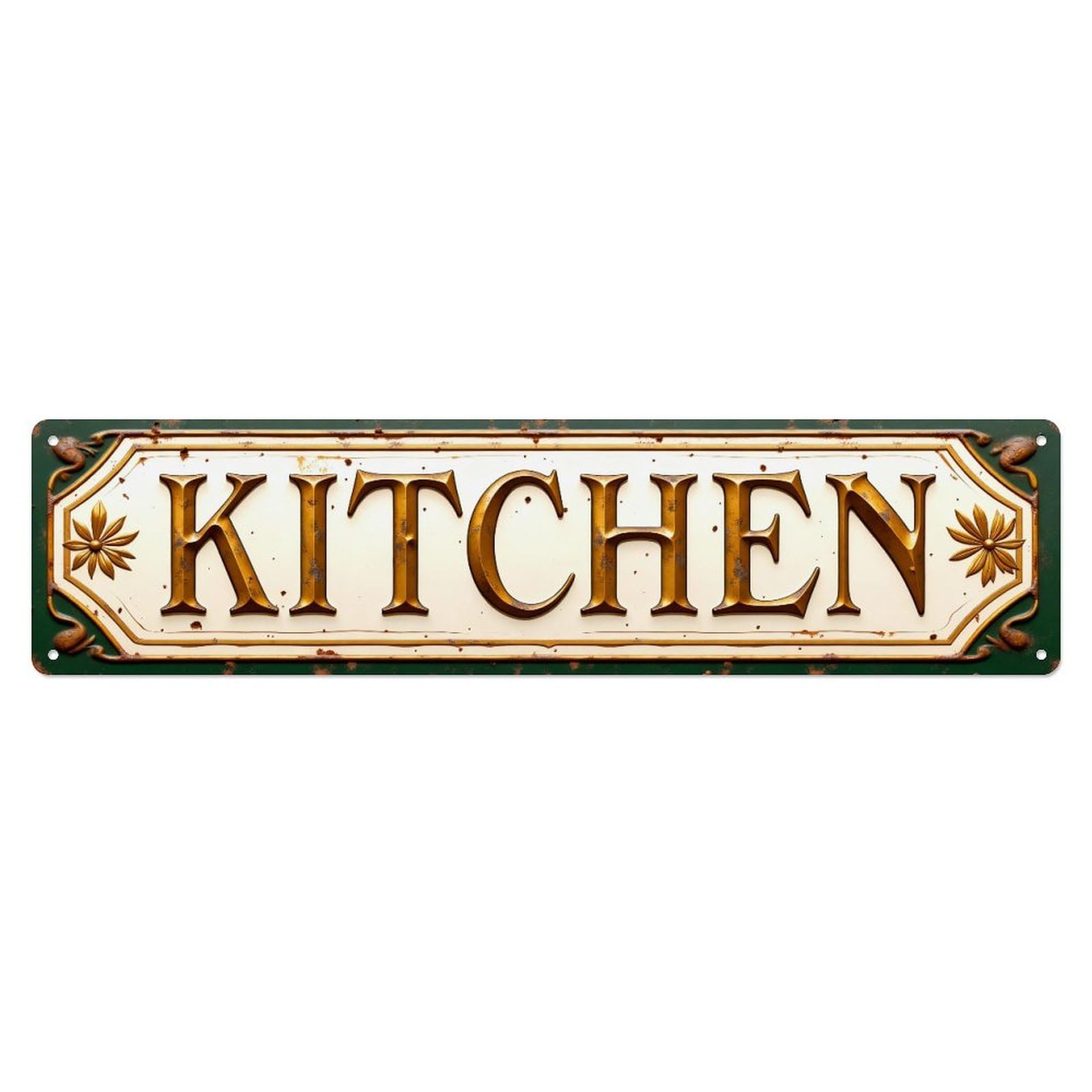 Kitchen Sign With Floral Accents Metal Tin Sign Plaque