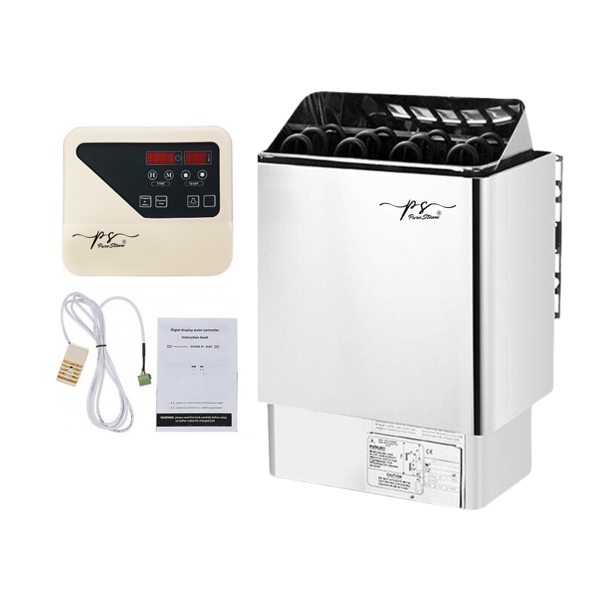 4.5KW Sauna Heater with Digital Controller Sauna room Sensor Stainless Steel Body Best Sauna Heater brand for Sauna Bath, Shower Room