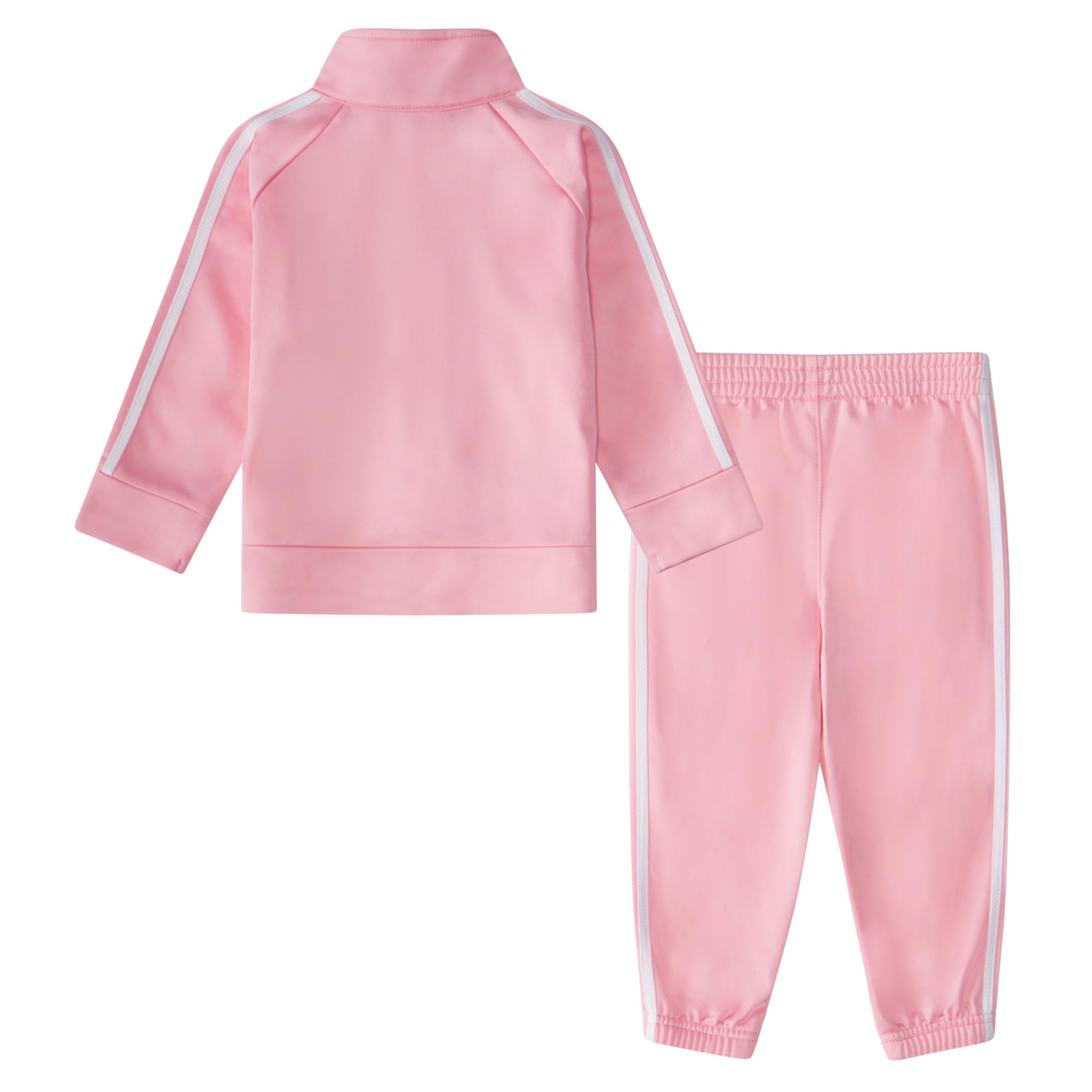 adidas Conjunto de chaqueta de punto clásica con cremallera frontal y pantalones deportivos para bebés y niñas