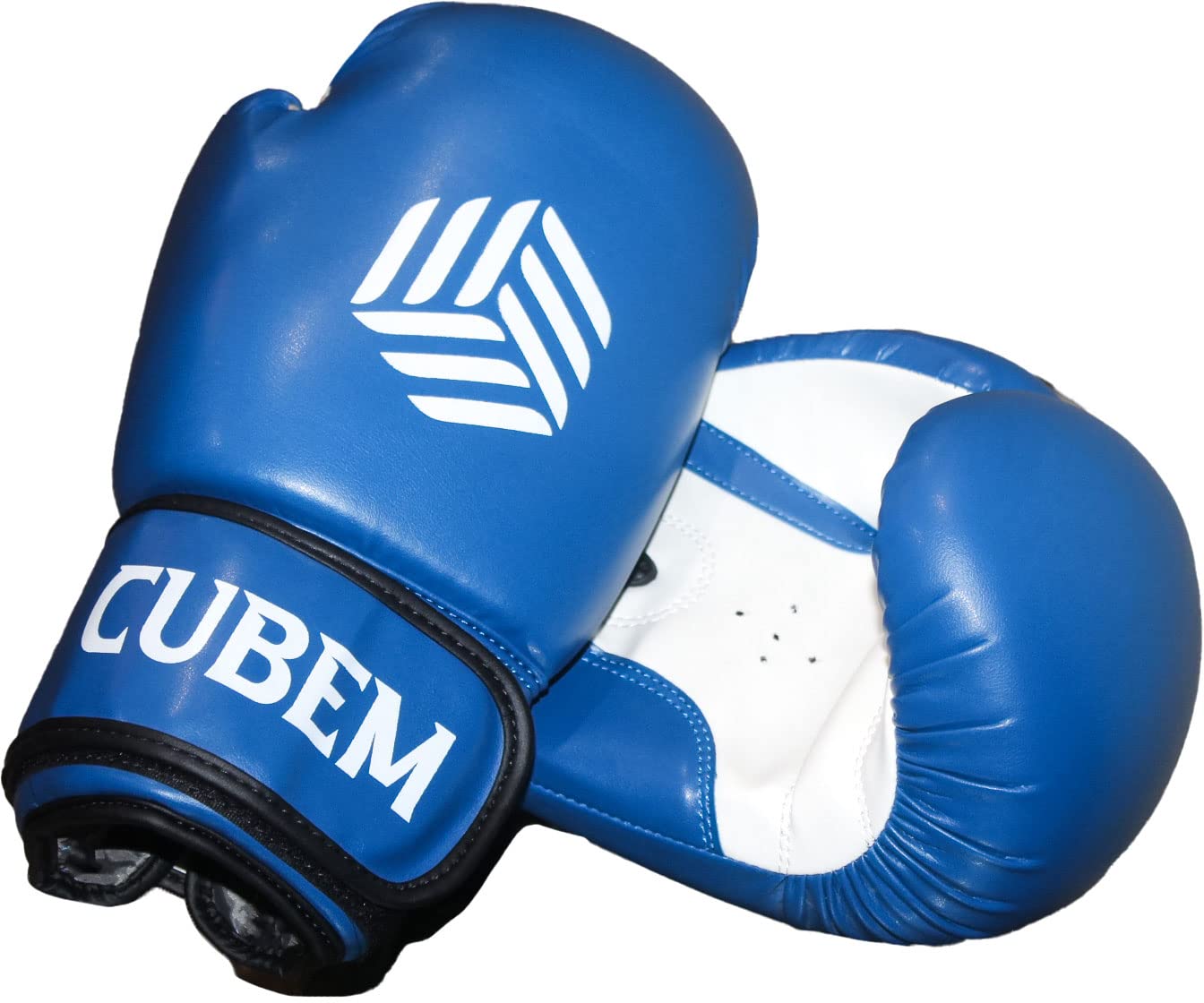 CBM271 rękawice bokserskie, skórzane, biało-niebieskie, do muay thai, kickboxingu, worek bokserski