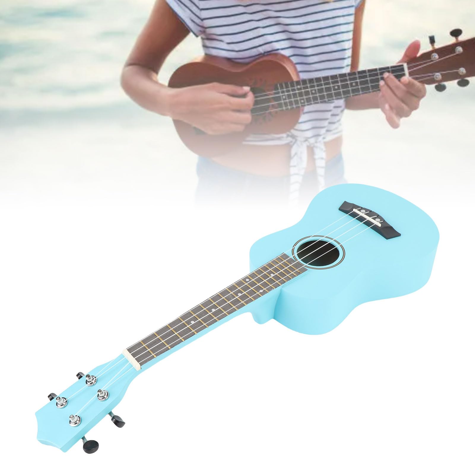 Ukulele da, Design Adatto Ai Principianti da 24 Pollici con Corde in Nylon per Tastiera in Legno Duro, Ukulele per Principianti per Bambini Adulti con Accordatore per Tracolla