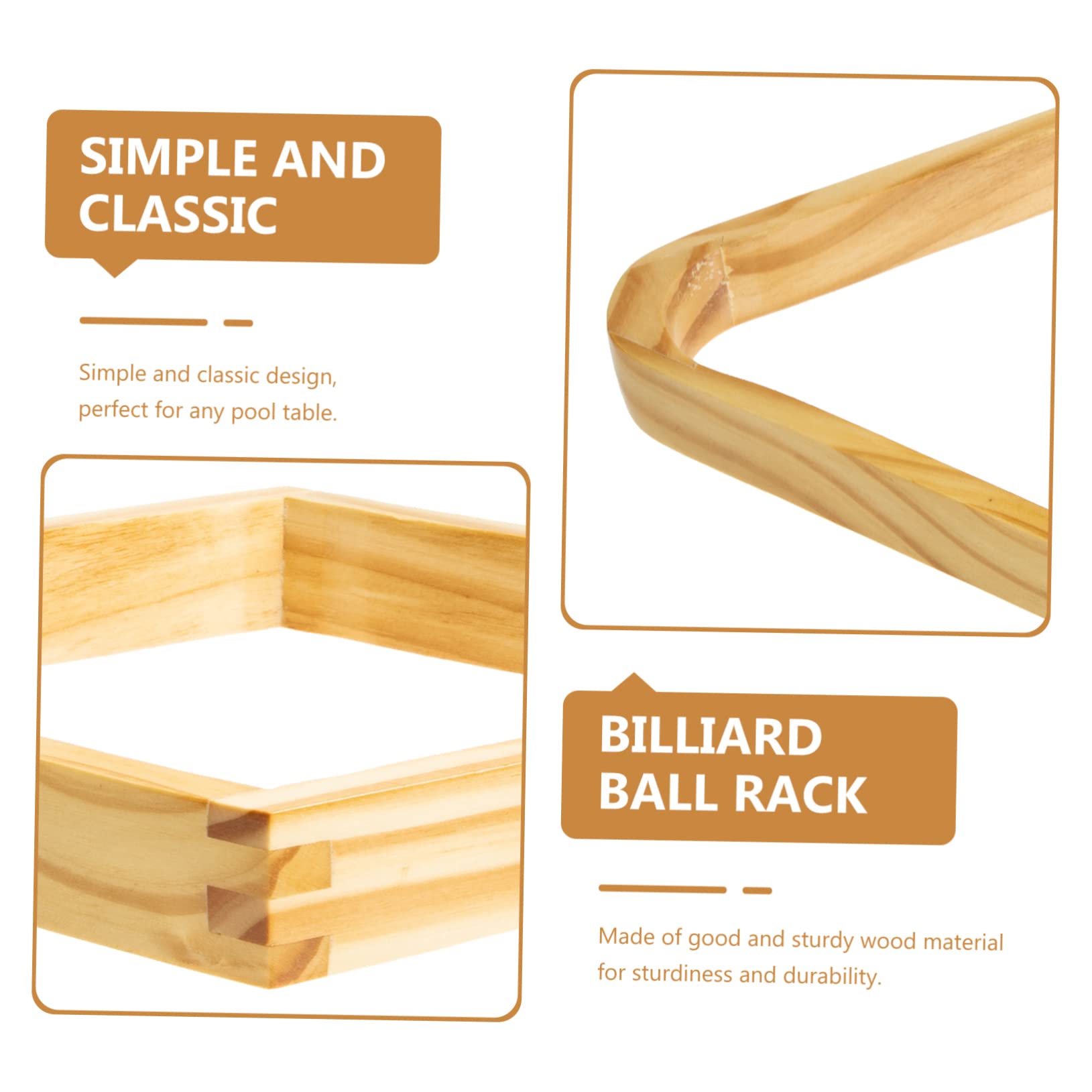 Support de Boules de Billard, Triangle de Billard, Cadre de Billard, 2 pièces, Accessoires de Table de Billard, Support de Billard en Bois(30x20.5cmx3pcs)