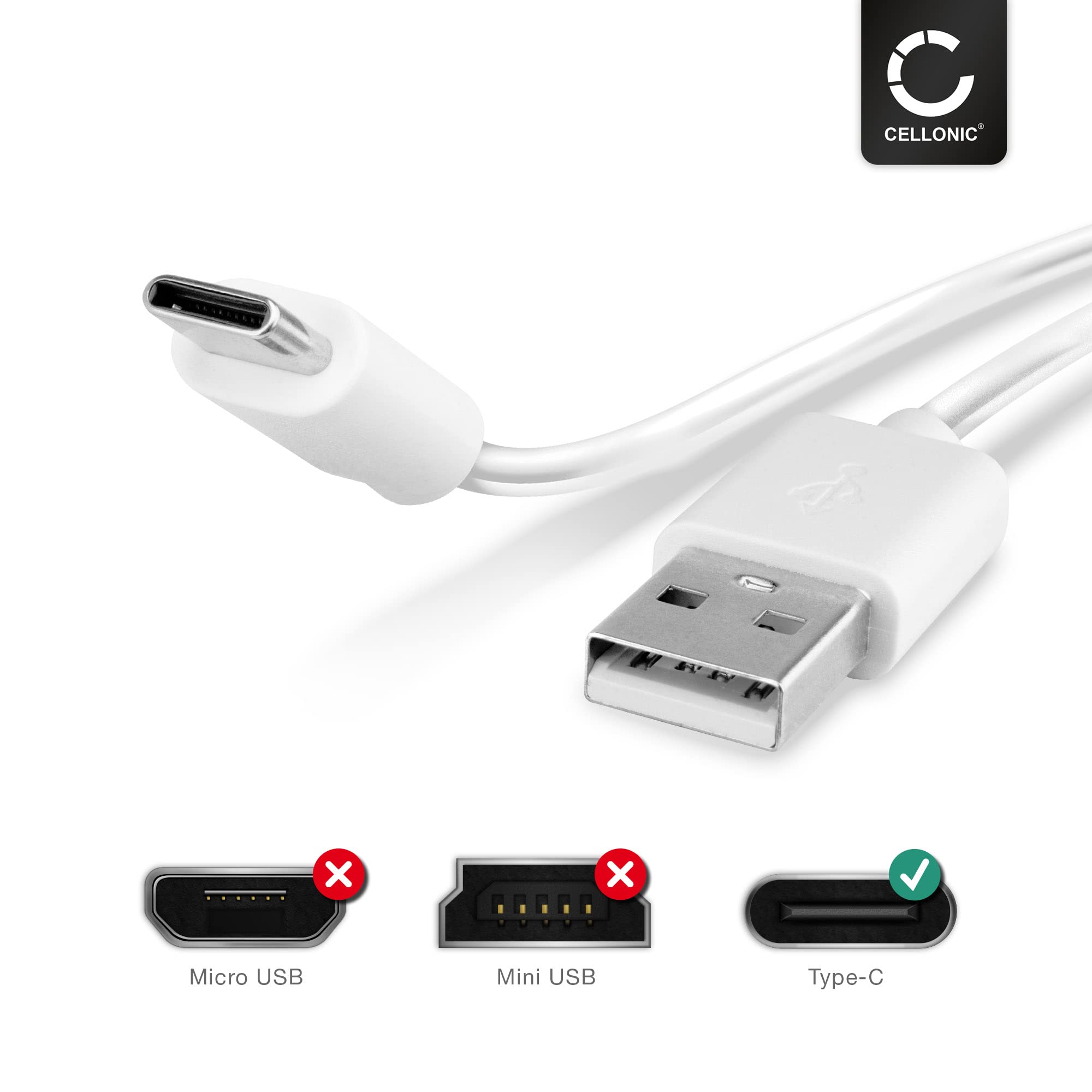 CELLONIC Cavo USB 3.1 Gen 1 Type C 2m Per Huawei MediaPad M5 E M5 Lite: Ricarica 3A E Dati, Nylon Nero