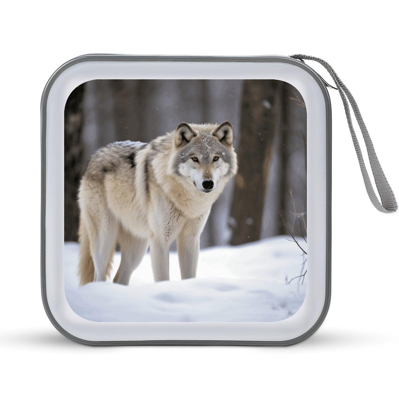 FekiLoot Wolf in The Snow CD Case Portable DVD Case Holder Large Storage Disc Wallet Bag 40 Capacity Hard Plastic Disc Cases Storage Binder DVD Case Wallet for Car Home Travel