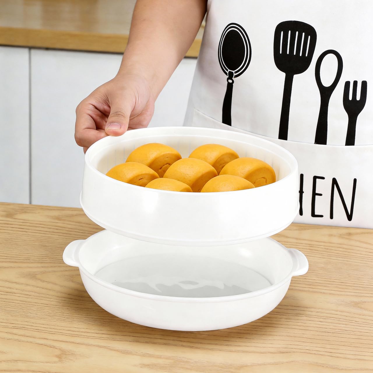 MAGICLULU Vaporiera Per Microonde 9.65X8.66X4.92In Cestello Con Maniglia Isolante Per Riso Pesce E Gnocchi Cottura a Vapore Sicura in Cucina