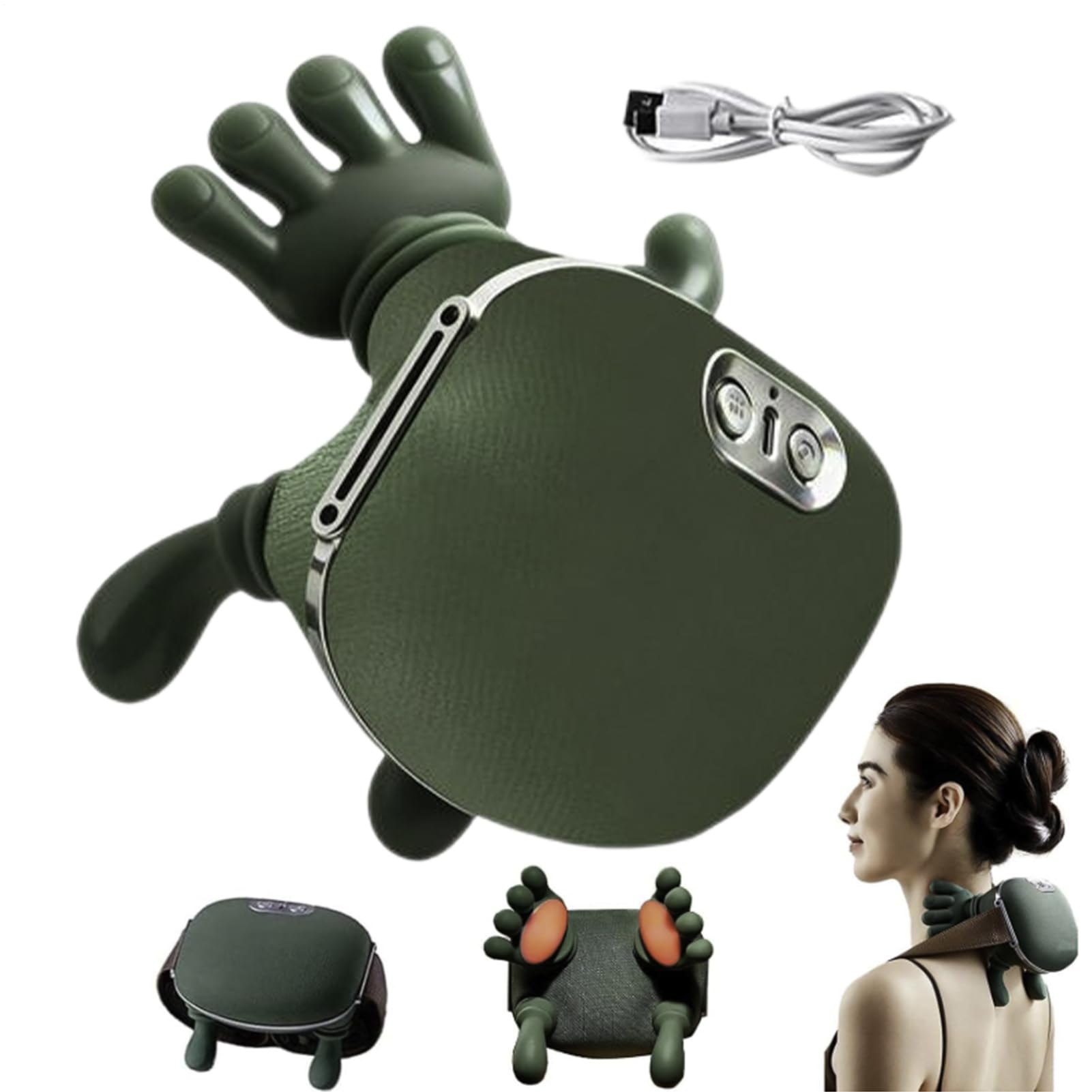 Masajeador Cervical Y Espalda 4D, Recargable Masajeador Cuello Eléctrico, Masajeadors De Hombros Calentado Con Diseño Biónico Con 2 Niveles De Temperatura, Para Alivia Dolores Y Fatiga(01)
