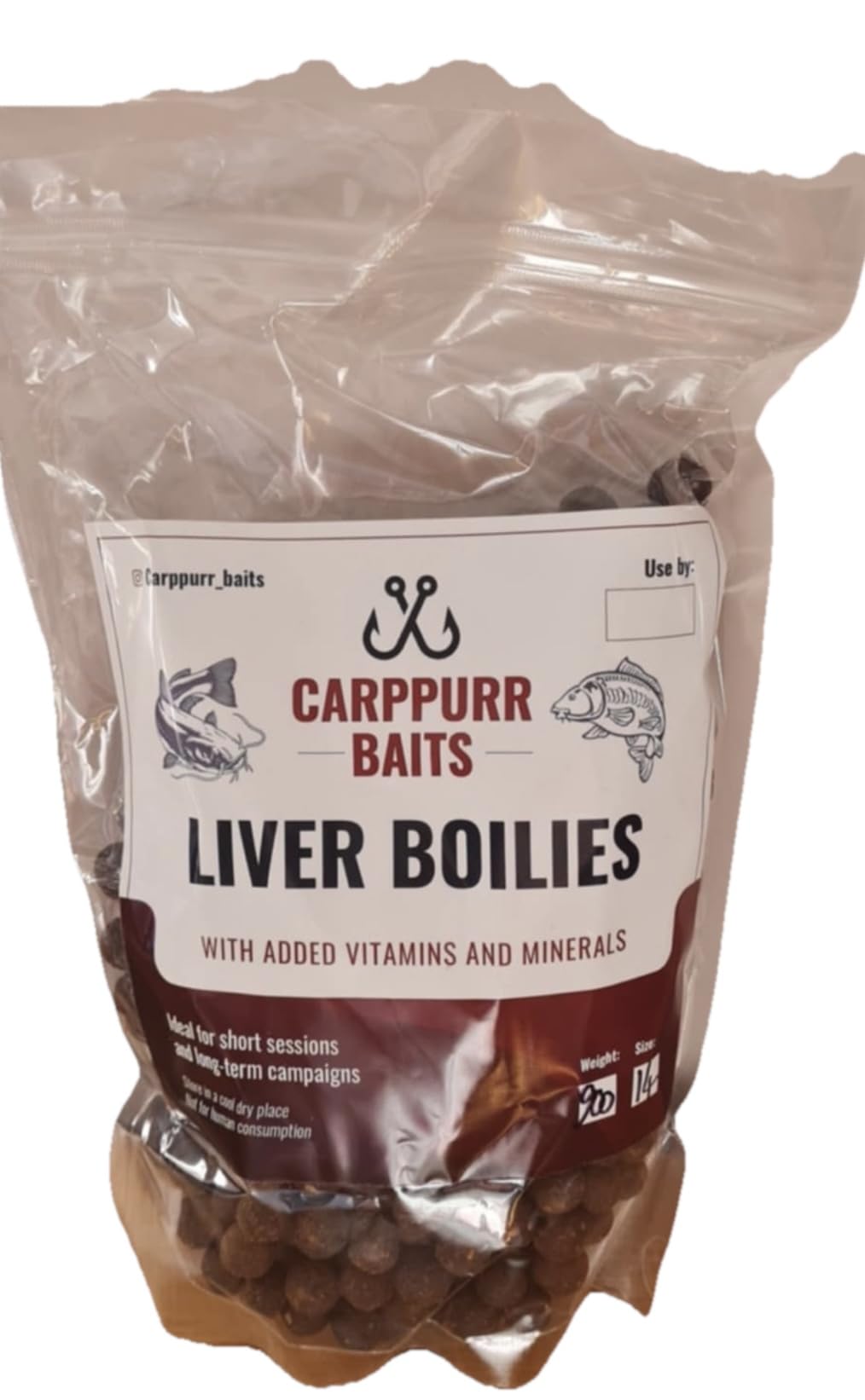 Carppurr baits Liver Boilies 14mm 900g – High Attraction Carp & Catfish Fishing Bait – Fishmeal Boilies for Carp Fishing
