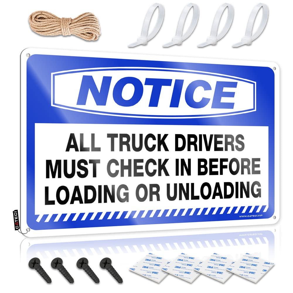 BRUNTELO Cave Door Sign Notice All Truck Drivers Must Check In Tin Sign Office Tin Sign Bar Stuff For Man Cave