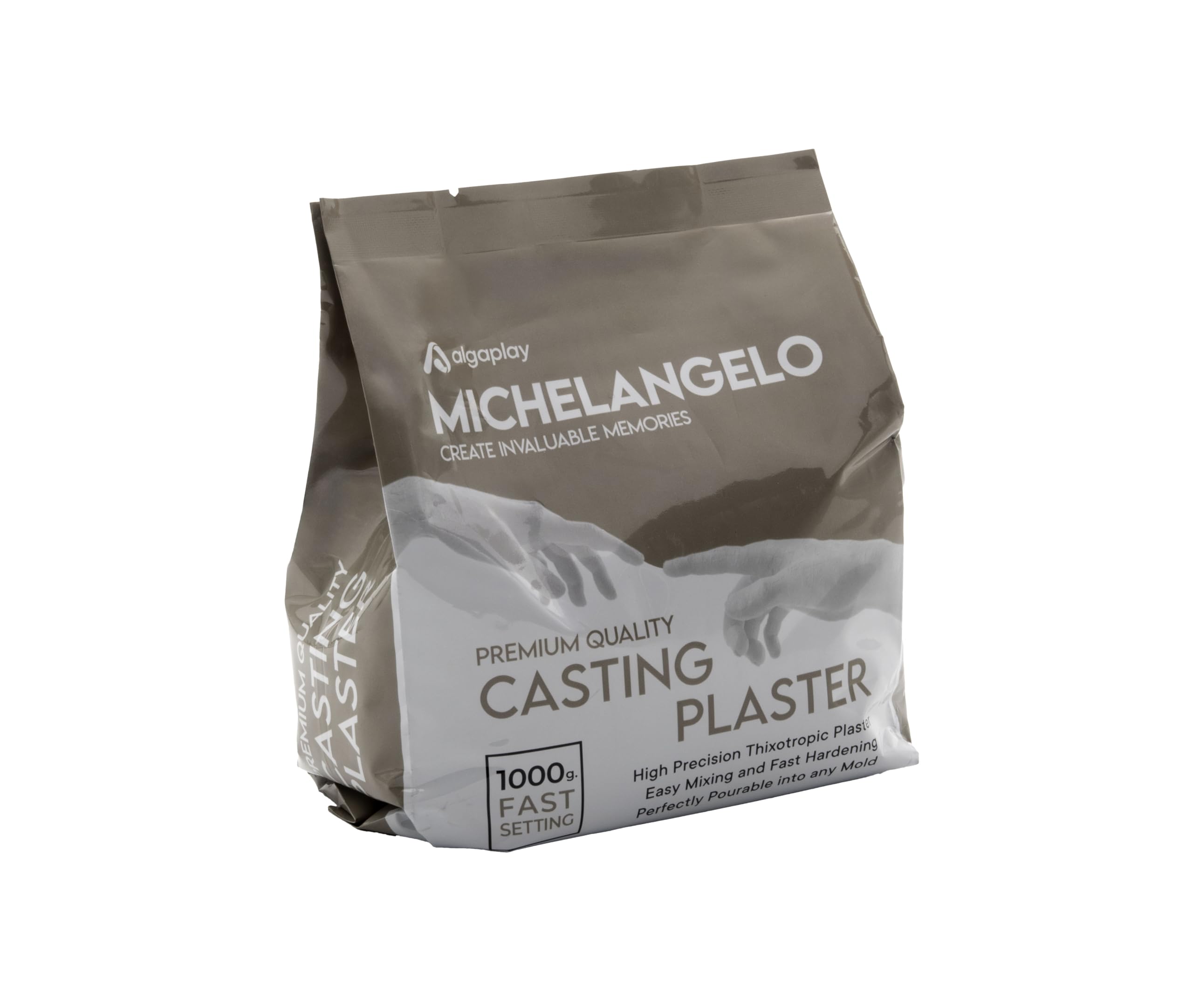 Algaplay Michelangelo Casting Plaster Fast Set - Tiza premium de endurecimiento rápido. Perfecto para moldes de manos y actividades artísticas.