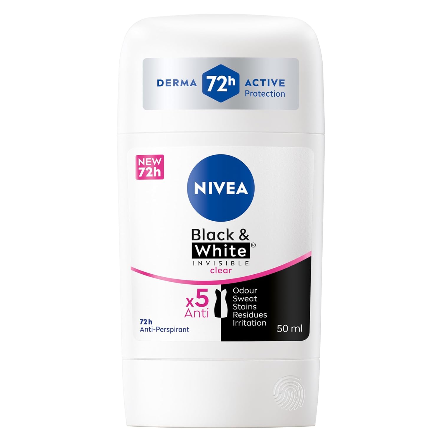 NIVEA Antiperspirant Stick for Women, 48h Protection, Black & White Invisible Original, 50ml NIVEA Antiperspirant Stick for Women, 48h Protection, Black & White Invisible Original, 50ml