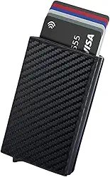 Carteira Porta Cartão Slim Antifurto Pop Up Automática em Couro com Proteção RFID, Ejeção Instantânea e Design Compacto