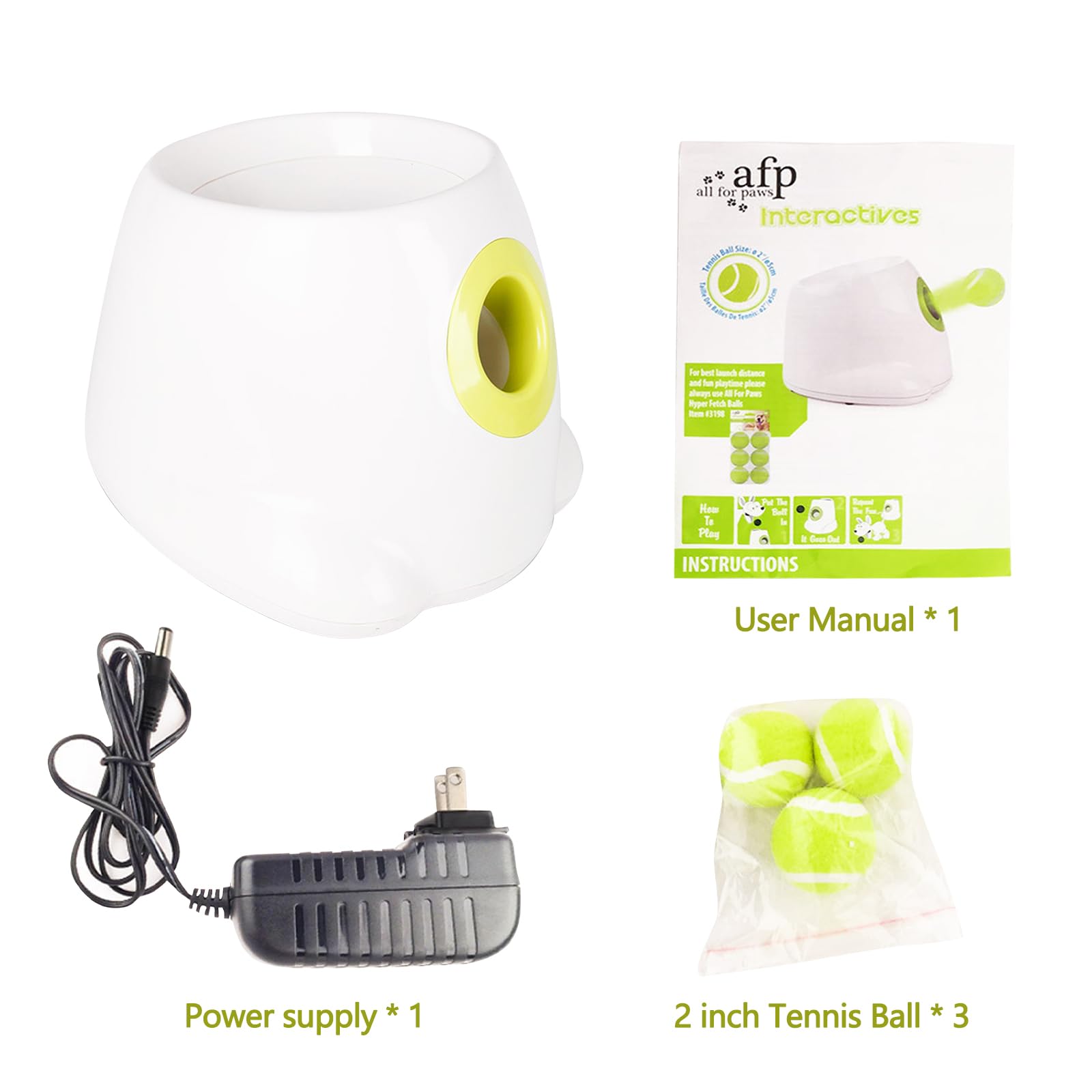 Galatée Lanceur Automatique De Balle, Machine Interactive De Lancement De Balle pour Chien, avec 3 Balles De Tennis Incluses, Lanceur De Balles pour Chiens pour Les Petits Et Moyens Chiens(Blanc)