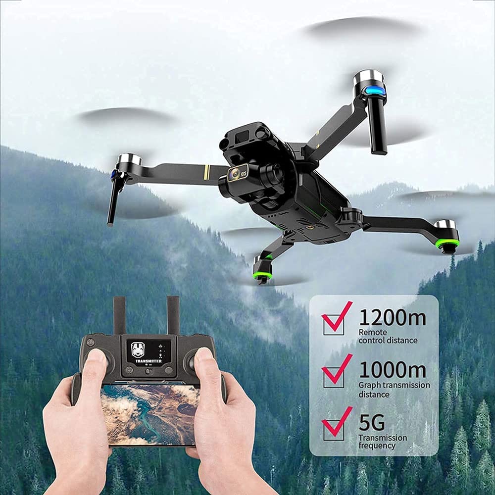Quadcopter GPS Składane drony z kamerą 8K HD – Odległość zdalnego sterowania 1,2 km – Silniki bezszczotkowe Dron EIS Anti-Shake 5G FPV dla dorosłych
