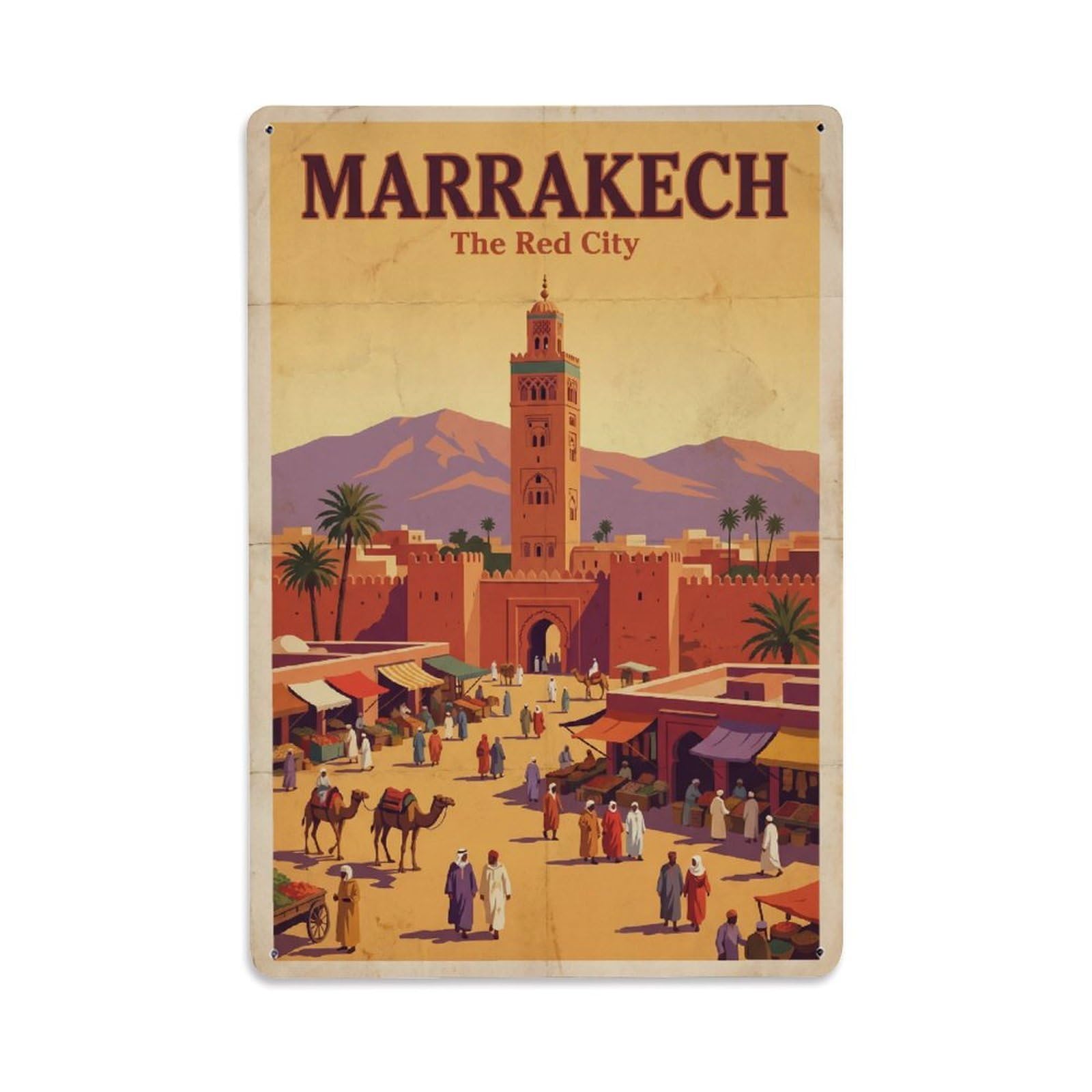 Metal Tin Sign Travel Retro Morocco Marrakech