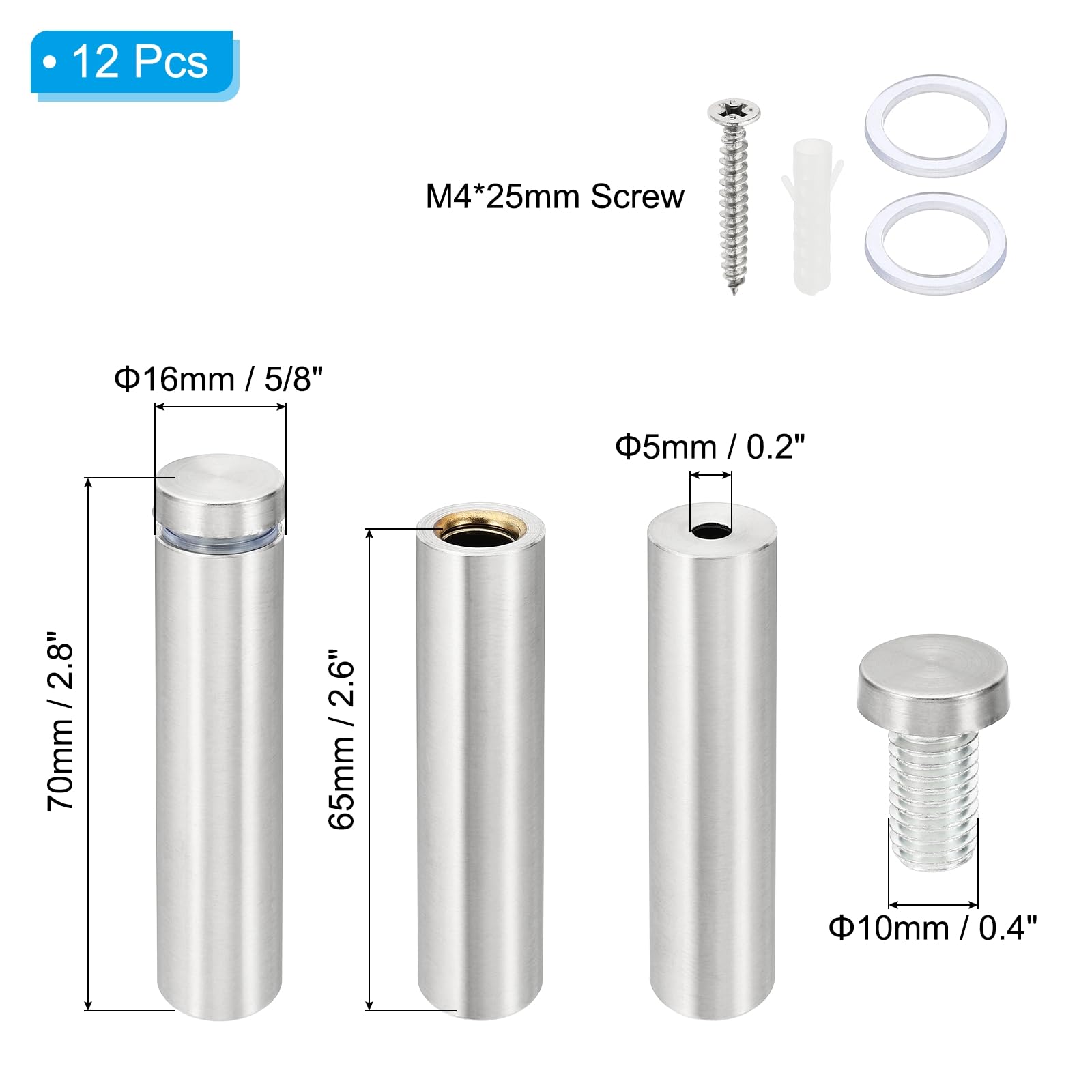 PATIKIL 5/8 x 2.8 inch Sign Standoff Screws - Image 2