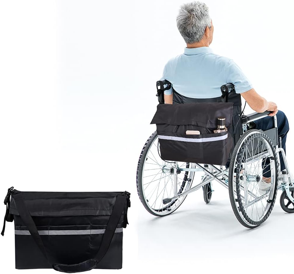 Wheelchair Back Bags and Accessories, Wheelchair Big Pack Large Capacity to Hang on Back Black Storage Organizers for Mothers Fathers Day Gifts for Home/Outdoor/Car (New Back Bag): Health & Personal Care