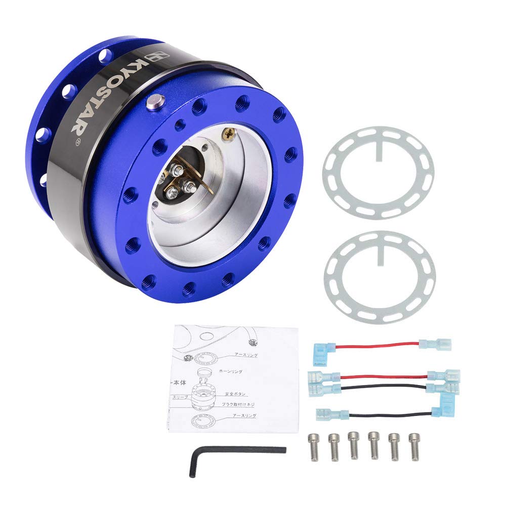 Kyostar Adaptador de buje de aluminio de liberación rápida para volante de titanio, Boss Kit (azul)