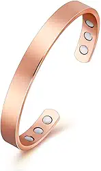 Watches go Pulseira de Cobre Magnético para Artrite; 6 Ímãs Embutidos; 99,9% Cobre Puro; Design Simples e Deslumbrante
