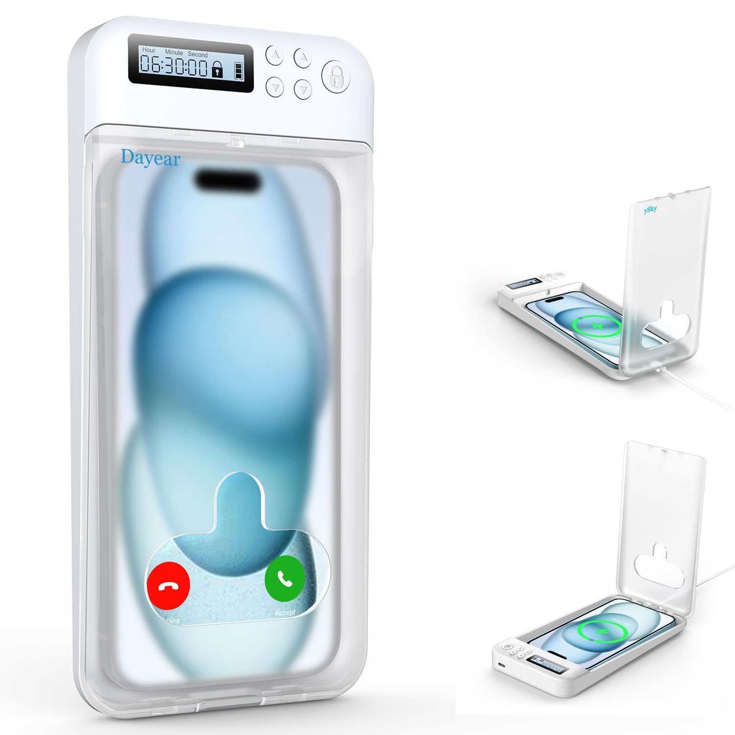 Phone Lock Box,Self-Control Safe Timed Locker Box, Phone Jail Help Kids/Adults Prevent Phone Addiction (Max6.7Inch)/Crystal