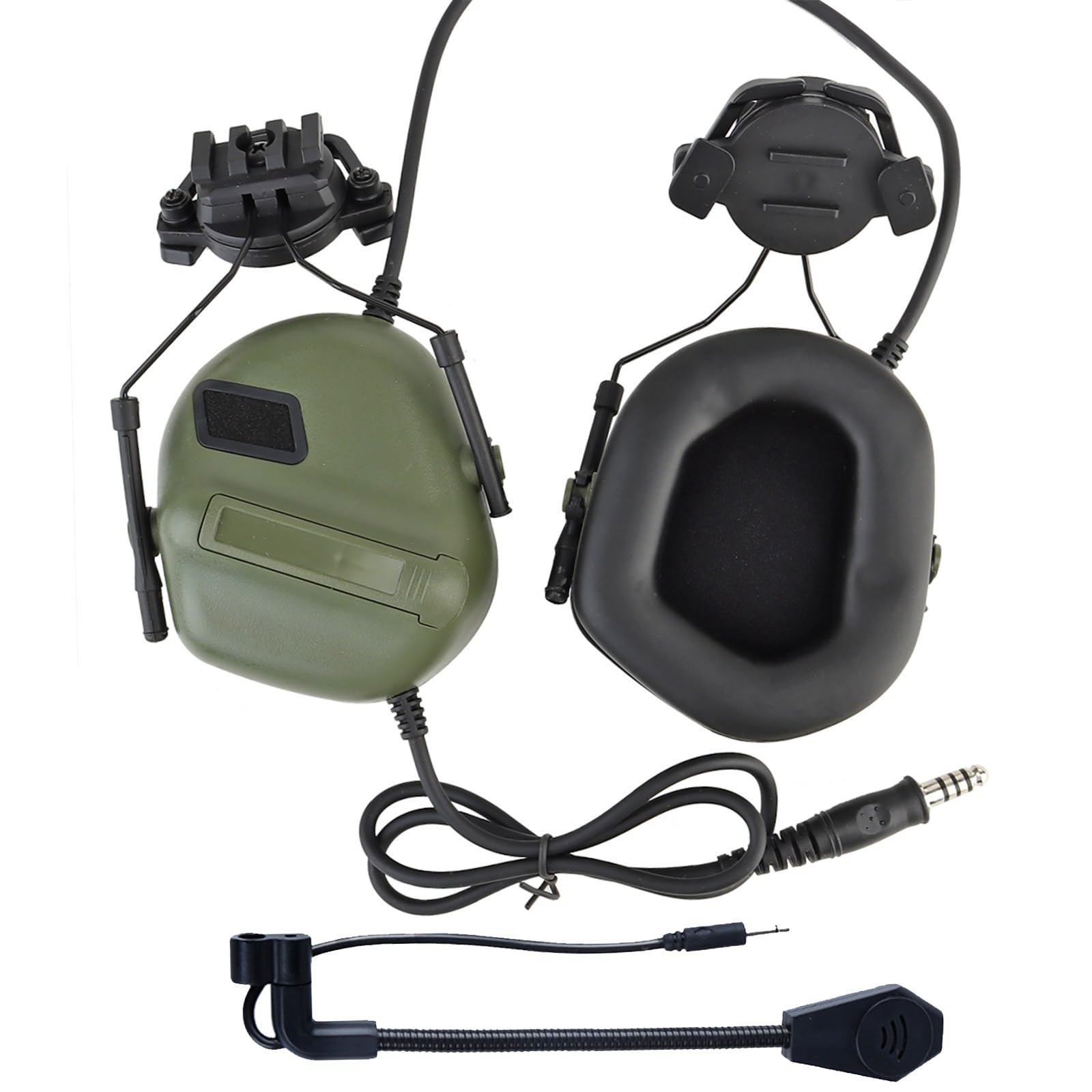 Cuffie da Tiro Tattiche con Modalità Casco e Adattatore per Guida ARC, Riduzione Del Rumore e Protezione per le Orecchie con Rilevamento Del Suono per Sport Airsoft