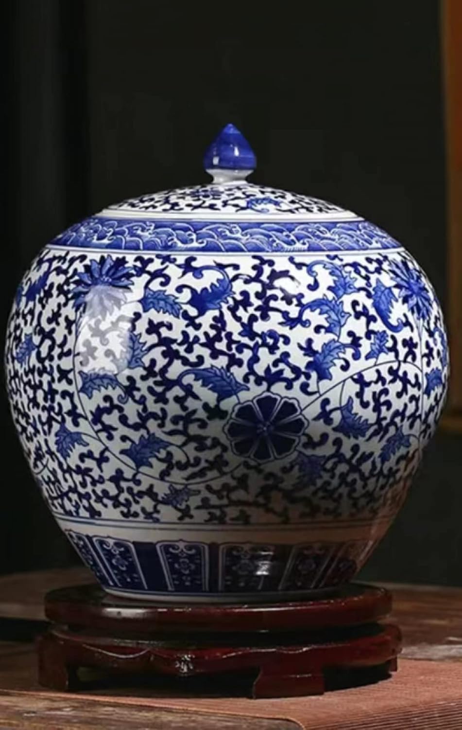 Vase Tabletop Classic Ceramic Vases for Art Home Decoration Chinese Retro Porcelain with Peony Painting 35×34cm