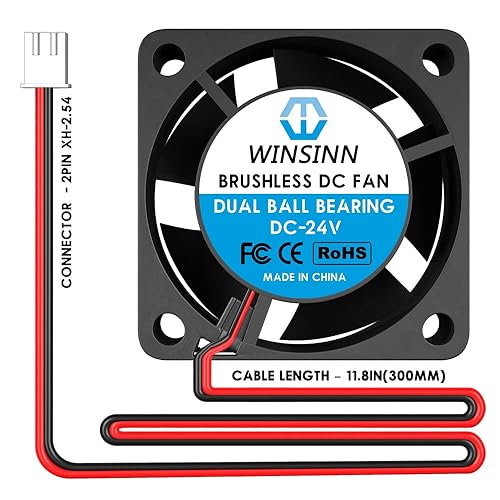 Miniatura 4 de WINSINN Ventilador de 1.575 in y 24 V  Rodamiento de bolas dual 8000 RPM 4020 Reemplazo del ventilador para impresora 3Dequipo industrial, cable de